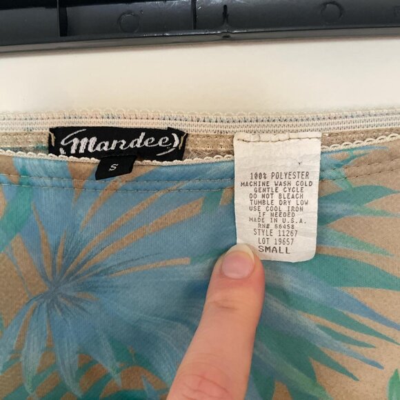 Y2K tan and blue sheer floral skirt with elastic waist  Size S - Picture 3 of 4